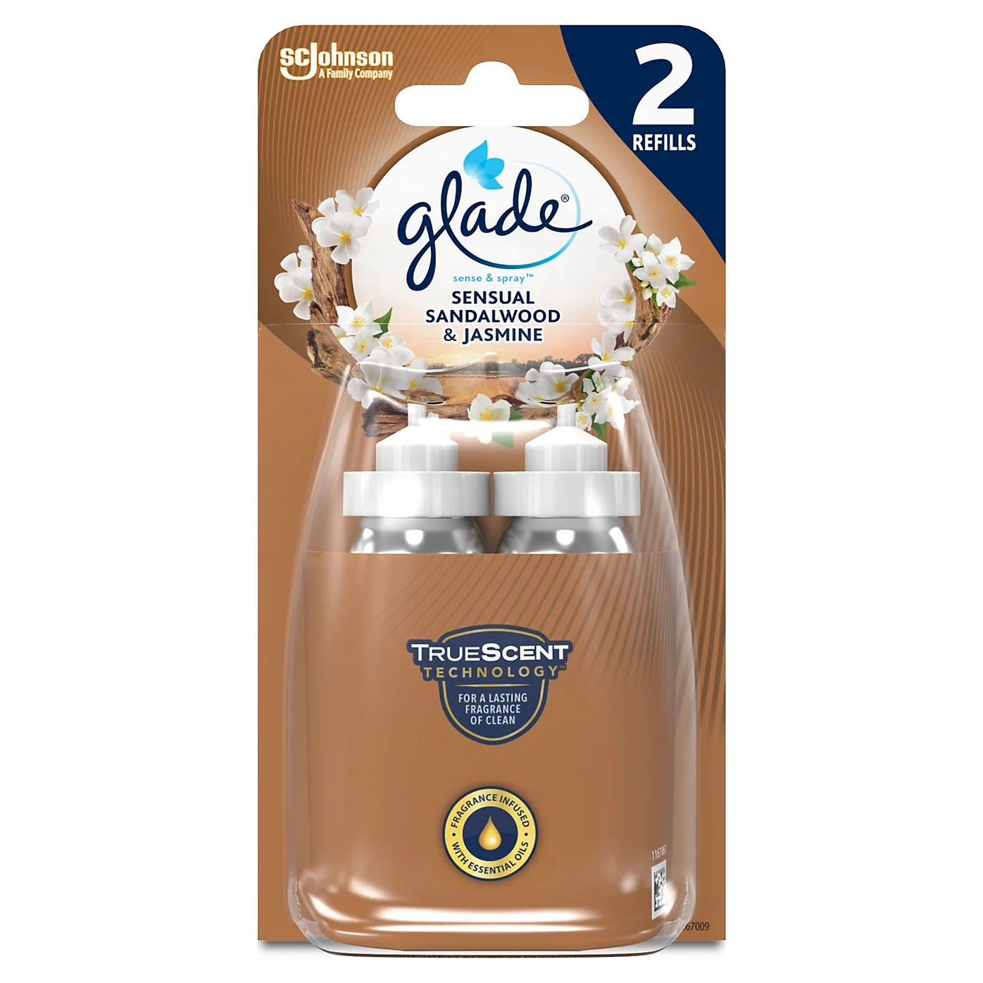 8 x Glade Sense & Spray Refills - Sandalwood & Jasmine 18ML (  4 x Twin Packs )