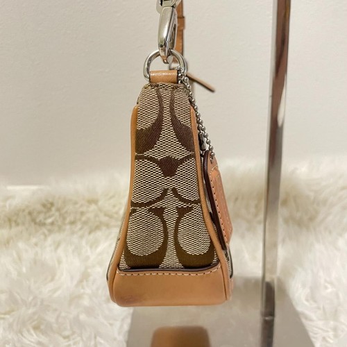 COACH 6094 Mini Hobo Shoulder Bag Camel Brown Leather Charm Vintage Y2K Used - Picture 14 of 24