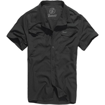 Brandit Roadstar Herren Sicherheit Shirt Baumwolle Flanell Check Top Schwarz