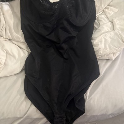 VTG Nancy Ganz Bodyslimmers 36C BlackBodysuit Shapewear Bustier 1-Piece Lingerie