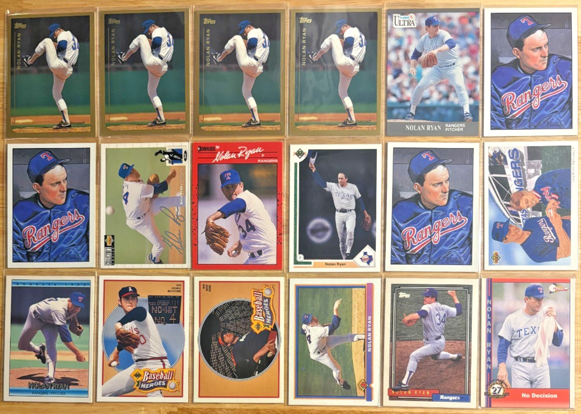 (18x) Nolan Ryan Topps/Bowman/UD/Fleer+ Vintage Baseball Card Lot - LEGEND!