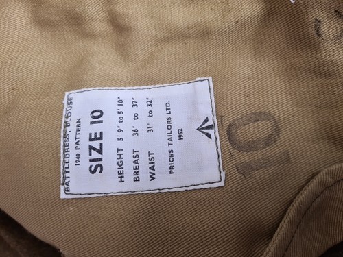 British 1949 Pattern Battle Dress Trousers & Blouse 1949 / 1952 Date Size No 10 - Picture 4 of 15