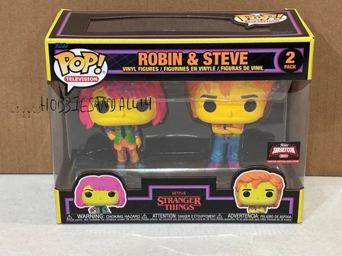 Funko Stranger Things !! 2 Pack Robin & Steve Black Light New Target Exclusive !