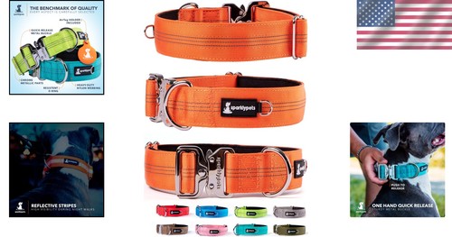 Elegantes strapazierfähiges taktisches Hundehalsband mit Schnellverschluss & Reflexstreifen - Bild 2 von 8