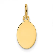 14k Yellow Gold Plain .013 Gauge Engravable Oval Disc Charm Pendant Mother Gift