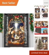 Christmas Door Cover Decorations,Jesus Nativity Scene Christmas Fabric Door D...