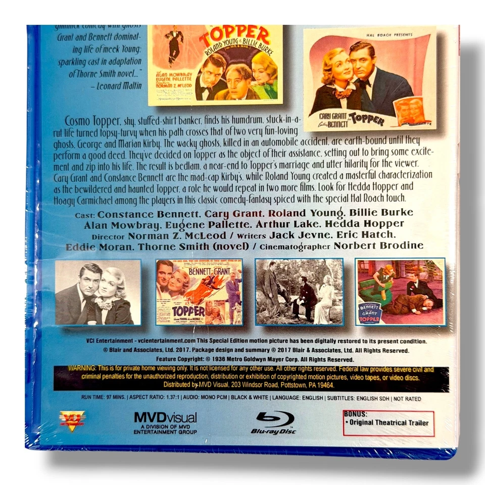 Topper Blu-ray, 1937, US Import, New + Sealed, Cary Grant, Freepost - Image 4 of 4