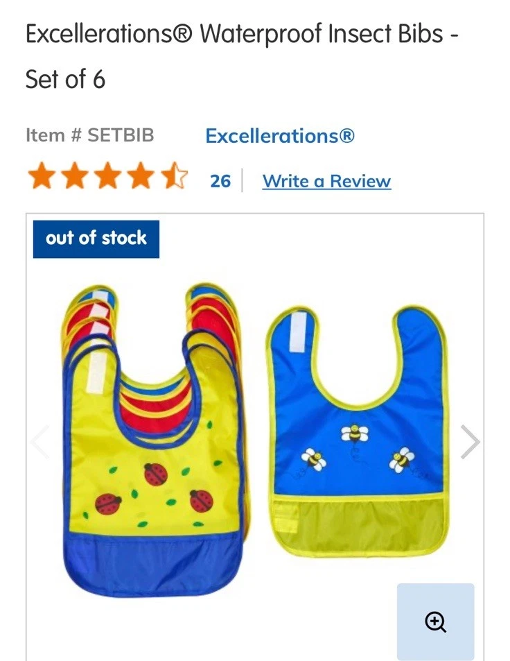 Discontinued Waterproof Insect Print Baby Bibs , Excellerations 2010 3+M 6ct
Opens in a new window o