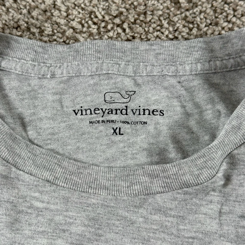 Camisa Vineyard Vines Para Hombres XL Gris Santa Golf Gráfico Manga Larga Camiseta Informal Foto 4 de 4