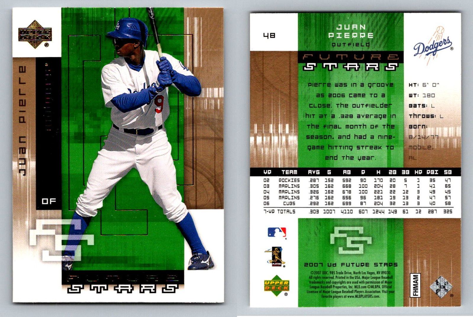 2007 Upper Deck Juan Pierre Dodgers Outfielder Baseball Card 48