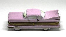 LIMOGES FRANCE BOX - ICONIC PINK CADILLAC ELDORADO & LONG FINS - C. 1959 - CARS