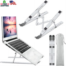 Adjustable Aluminum Laptop Stand Desk Ergonomic Foldable Silver
