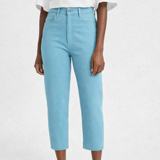 Size 30 Levis Made  Crafted Women's Barrel Crop Relaxed Fit Ankle Blue MUJER