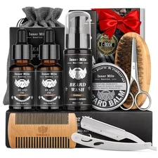 Beard Grooming Kit for Men Care: Trimming Sets with Beard Wash/Shampoo - Oil - B