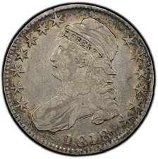 1818 PCGS VF30 Capped Bust Half Dollar, Silver U.S. Coin Very Fine