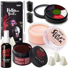 Halloween Makeup Kit Face Painting Set,6 Colors Bruise Makeup Palette,Scar Wax w