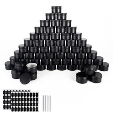 64 Pack Round Cans with Screw Lid 4 Oz Aluminum Metal Tins DIY Food Candle Co...