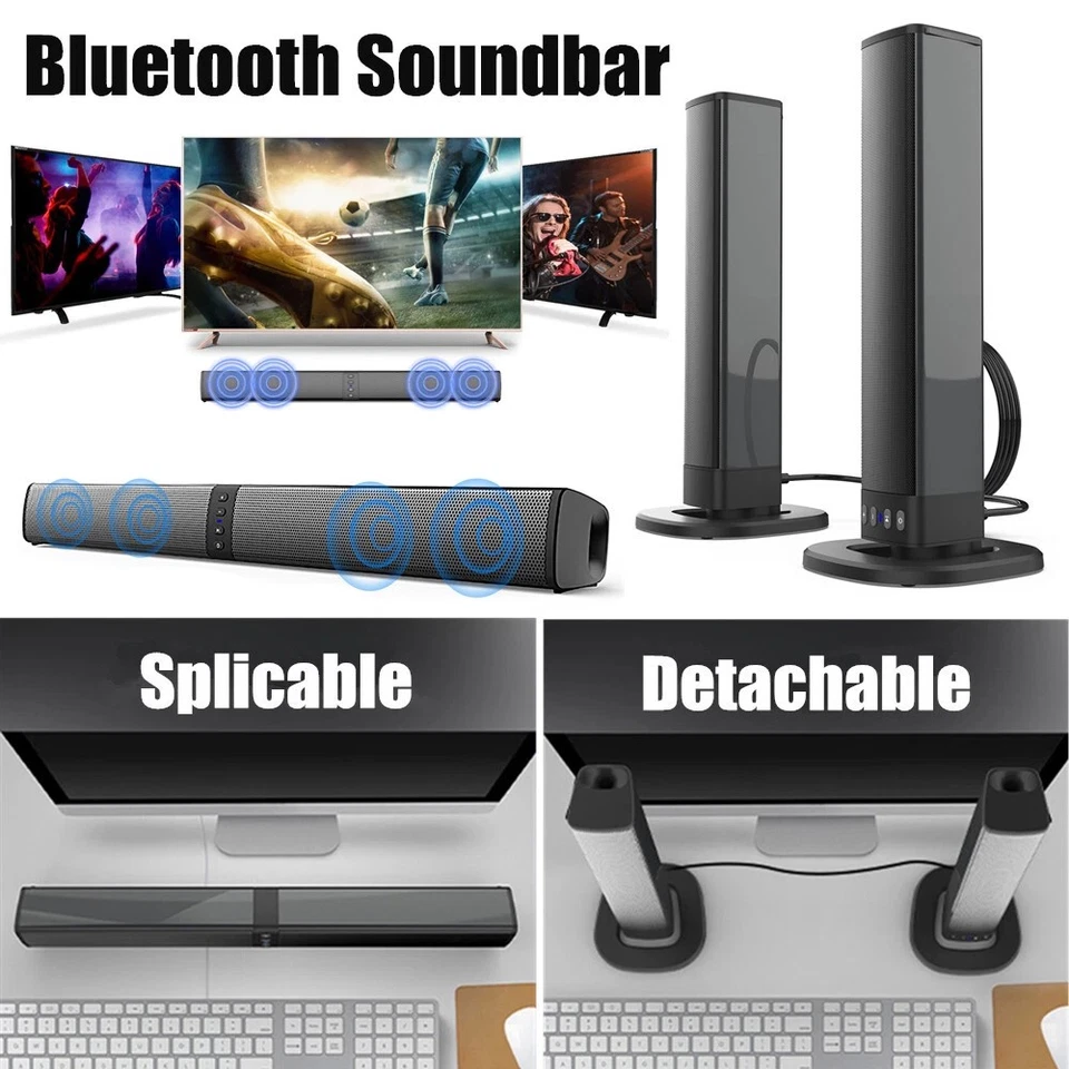 Bluetooth 5.0 Soundbar für TV Heimkino 2-in-1 3D Surround Subwoofer Lautsprecher - Bild 2 von 4