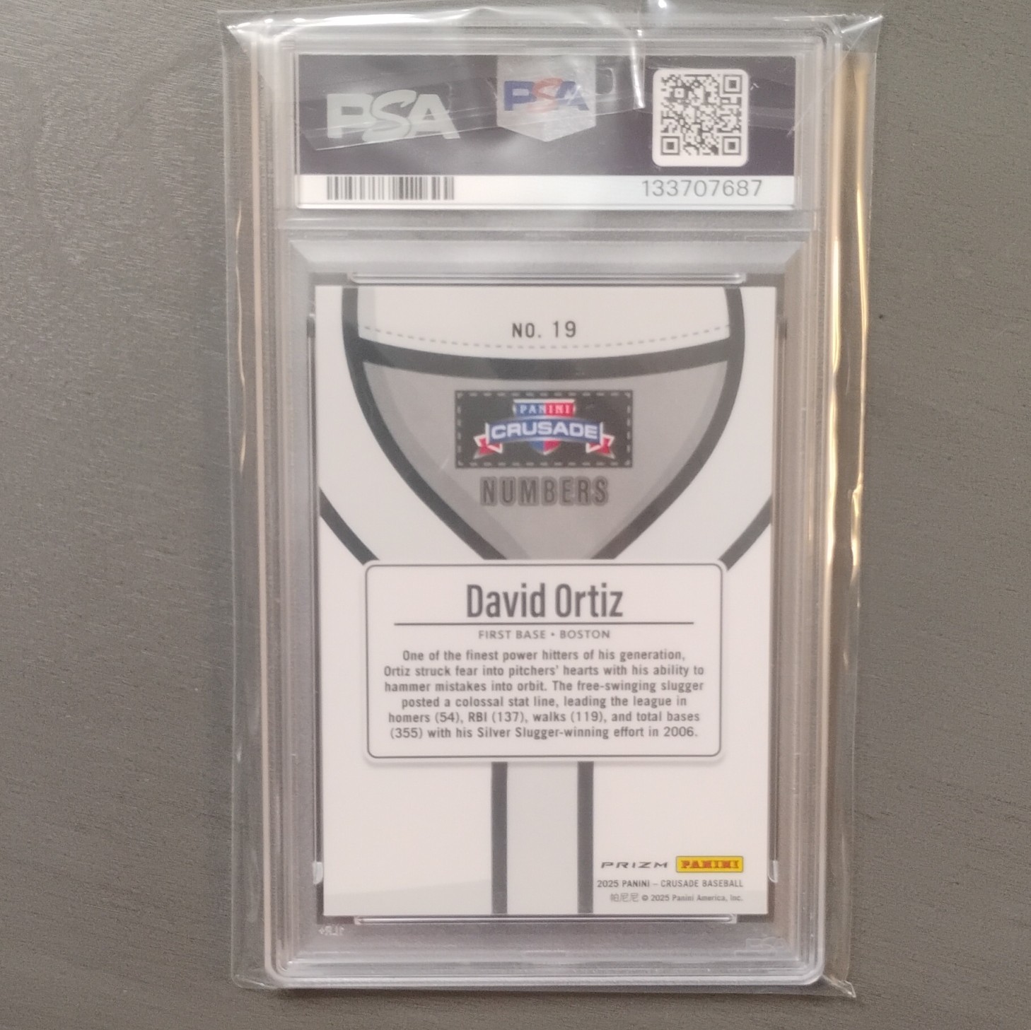 Panini 2025 Crusade Numbers David Ortiz #19 Insert Boston Red Sox PSA 10 💎 view 3