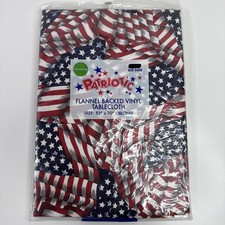 PATRIOTIC Vinyl Tablecloth 52"x70" Oblong American Flag 4th Of July NEW