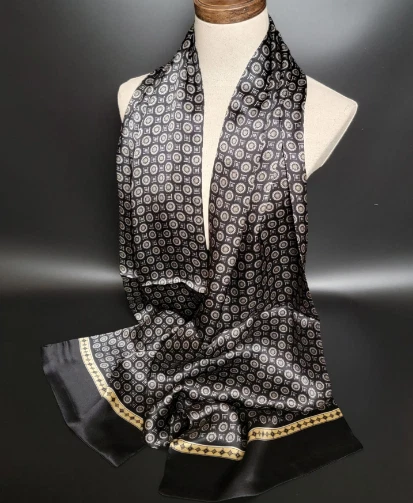 100% Seda Hombres Mujeres Bufanda Pañuelo Envoltura Punto Largo Beige Negro Gris MY175-33 Foto 3 de 4