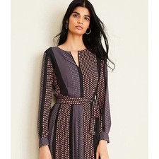 Ann Taylor Patchwork Mixed Print pleated Dress 6 