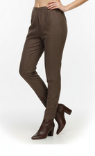 Vintage Genre Women's Brown Linen Blend Pants High Waist Tapered Leg Size 10