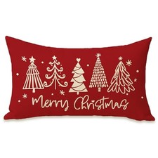 Merry Christmas Tree Red Lumbar Decorative Rectangle Pillow Cover 12 x 20,