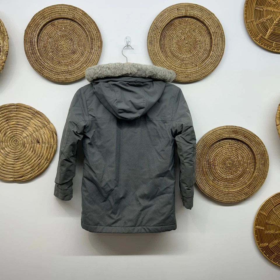 Abrigo de Invierno Columbia Gris Forrado de Vellón Capucha Niñas Pequeño 8 Nieve Foto 2 de 4