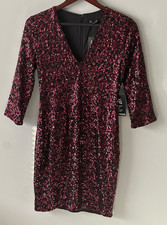 NWT Express size 4 women’s dress red black sequins