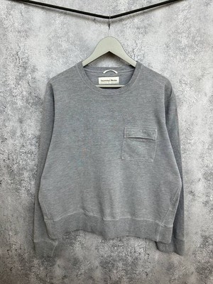 Universal Works Sweatshirt mit Rundhalsausschnitt grau Tasche Baumwolle minim...
