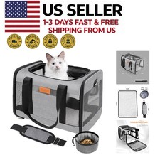 Soft Sided Pet Carrier for Cats Dogs up to 15lbs Grey