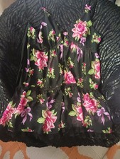 Betsey Johnson Floral Coquette Babydoll Chemise L Black Pink Y2K Rose