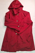 London Fog Red Trench Coat Hooded Size 3XL