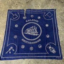 Vintage 1930s union railroad brotherhood trunk down indigo blue bandanna READ     