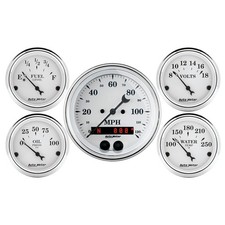 Autometer 1650 Gauge Kit 5 Pc. 3 38 2 116 Gps Speedometer Old Tyme White