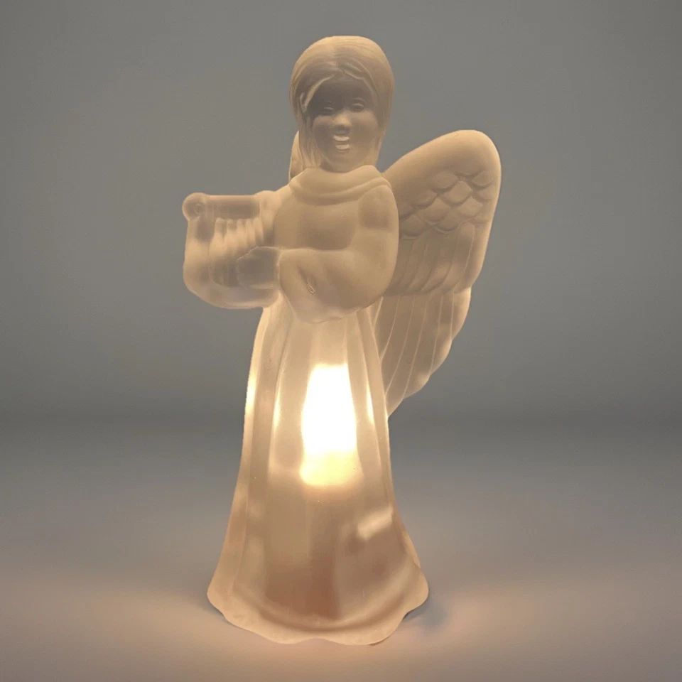 "Arpa de sujeción Angel esmerilada vintage 1993 iluminada 6 1/2"" de alto" Foto 2 de 4