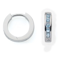 MäDchen Scharnier- Creolen Ohrringe Mit Zirkonia Steinen Hell Blau Silber 925