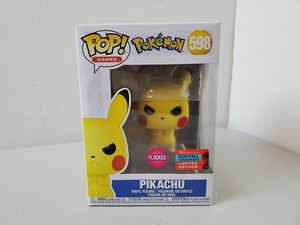 Funko Pop! Pokemon Angry Pikachu Flocked 2020 Fall Convention Limited Dented Box | eBay
