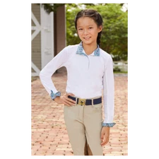 MD500JJ RJ Classics Maddie JR 37.5 Girls English Show Shirt- White with Blue Pai