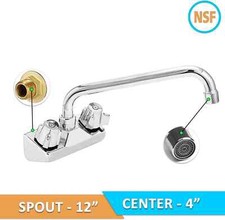 Swivel Spout Commercial Kitchen Sink Faucet, NSF Certified Wall Mount 10" Spout