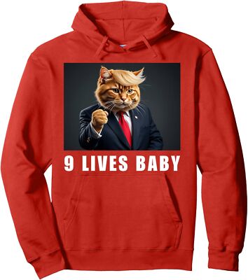 Cat Trump 9 Lives Baby Funny Animal Design Unisex Hooded Sweatshirt