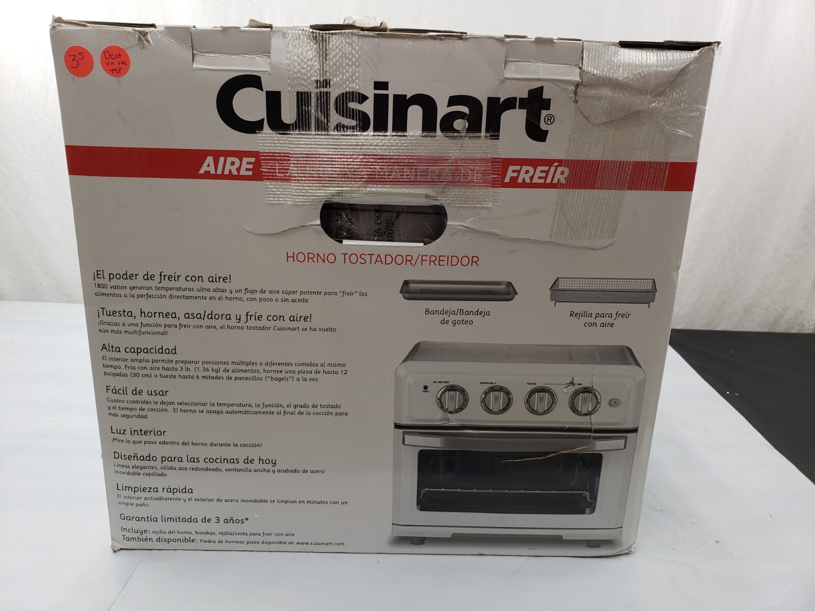 New TOA-60W Cuisinart 7-in-1 Compact Air Fryer Convection Bake Toaster Oven DENT