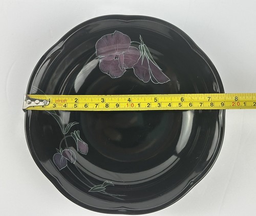 10 Mikasa Rondo Tango 7" Black Coupe Soup Cereal Bowls-Purple Pink Floral - Picture 10 of 17