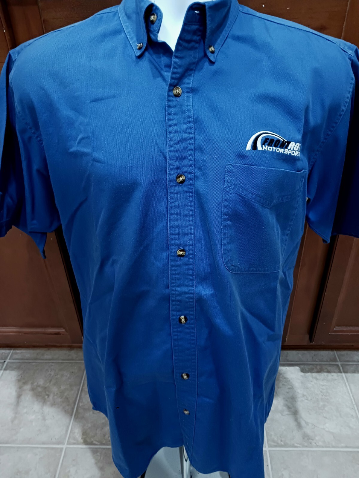 FILA Maglia negozio blu Front Row Motorsports Medium Team Issued NASCAR McDowell Ragan