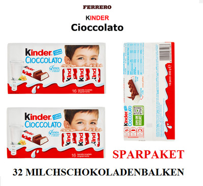 Kinder FERRERO Schokolade Snack Riegel Schokolade Chocolate Au Lait Etui 2x16 St