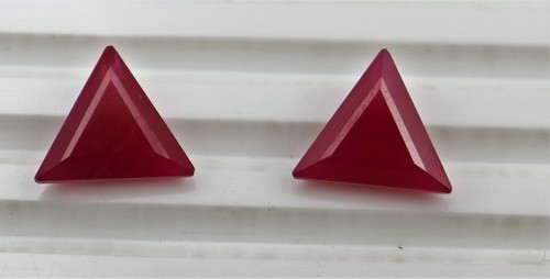 AAA Rated Lab Created Facated Triangle Ruby Opaque Synthetic Gemstone 11mmto18mm - Picture 19 of 24
