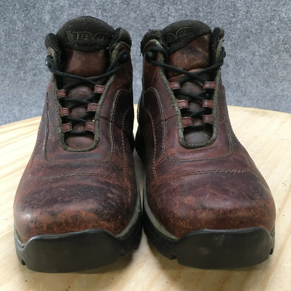 Botas de Combate Teva para Mujer 6.5 Cuero Marrón Con Cordones Tobillo Redondas Senderismo 6448 Foto 4 de 4
