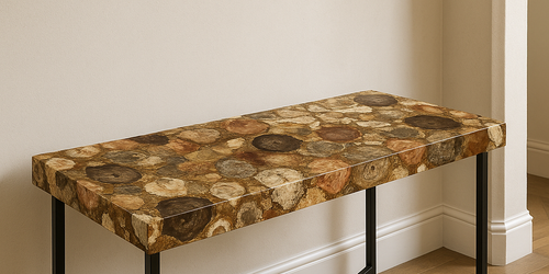 Natural Petrified Wood & Agate Table Top | Modern Coffee Table Slab Decor - Picture 3 of 6