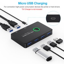 USB 3.0 Switch Selector KVM Switcher for 2 PC Sharing 4 USB Devices